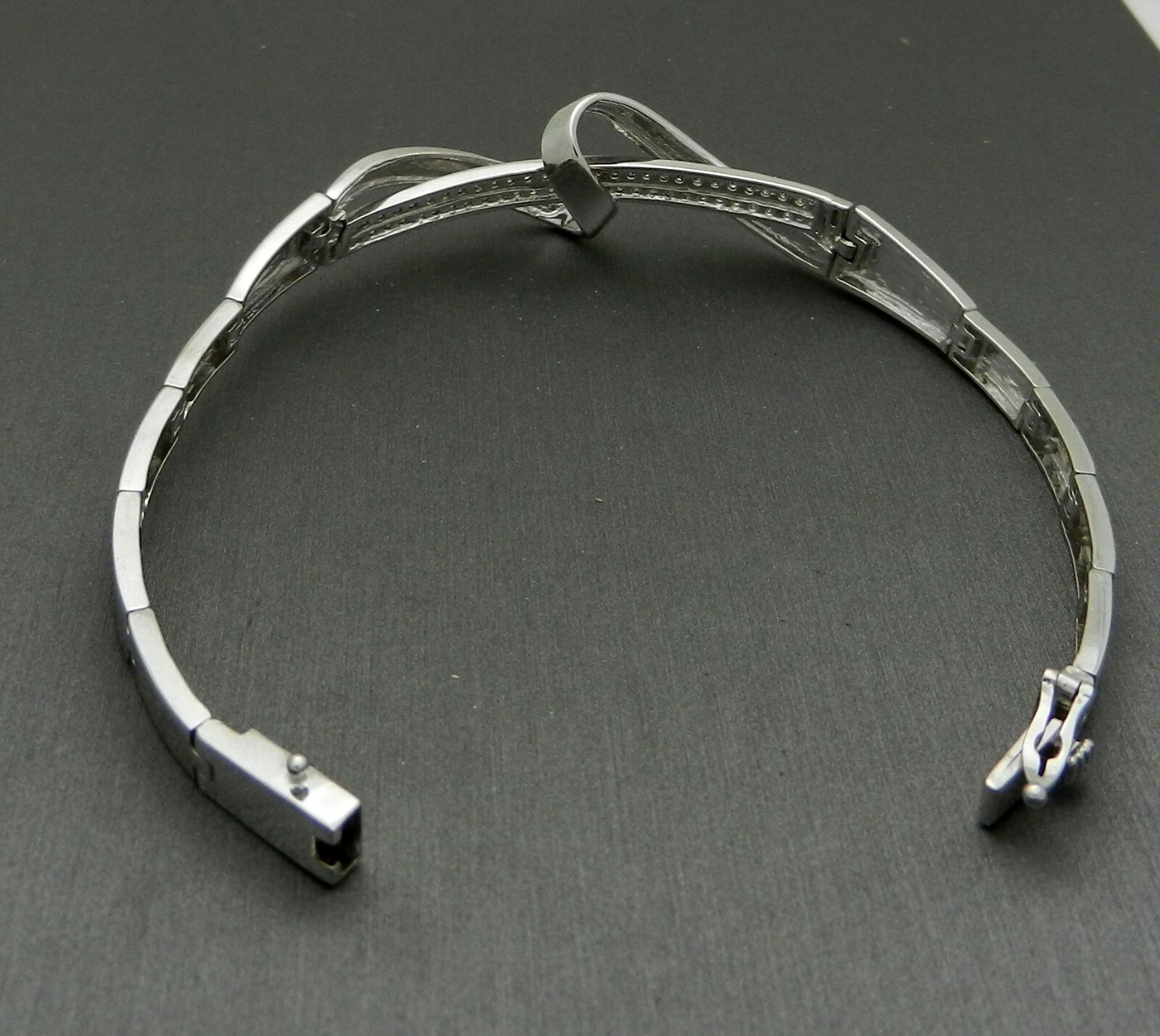 Solid 14k White Gold Open Bangle Cuff Bracelet Na… - image 2