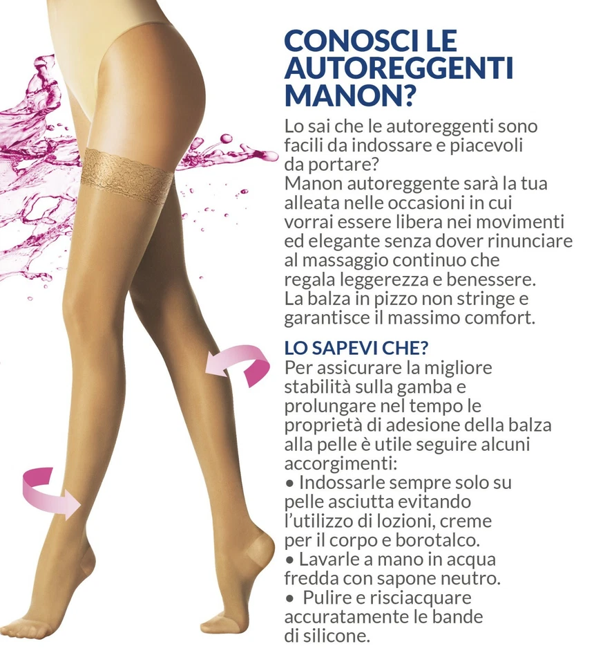 CALZE AUTOREGGENTI ELASTICHE MANON 70 DENARI COMPRESSIONE GRADUATA MEDIA CABIFI  - Immagine 2 di 4