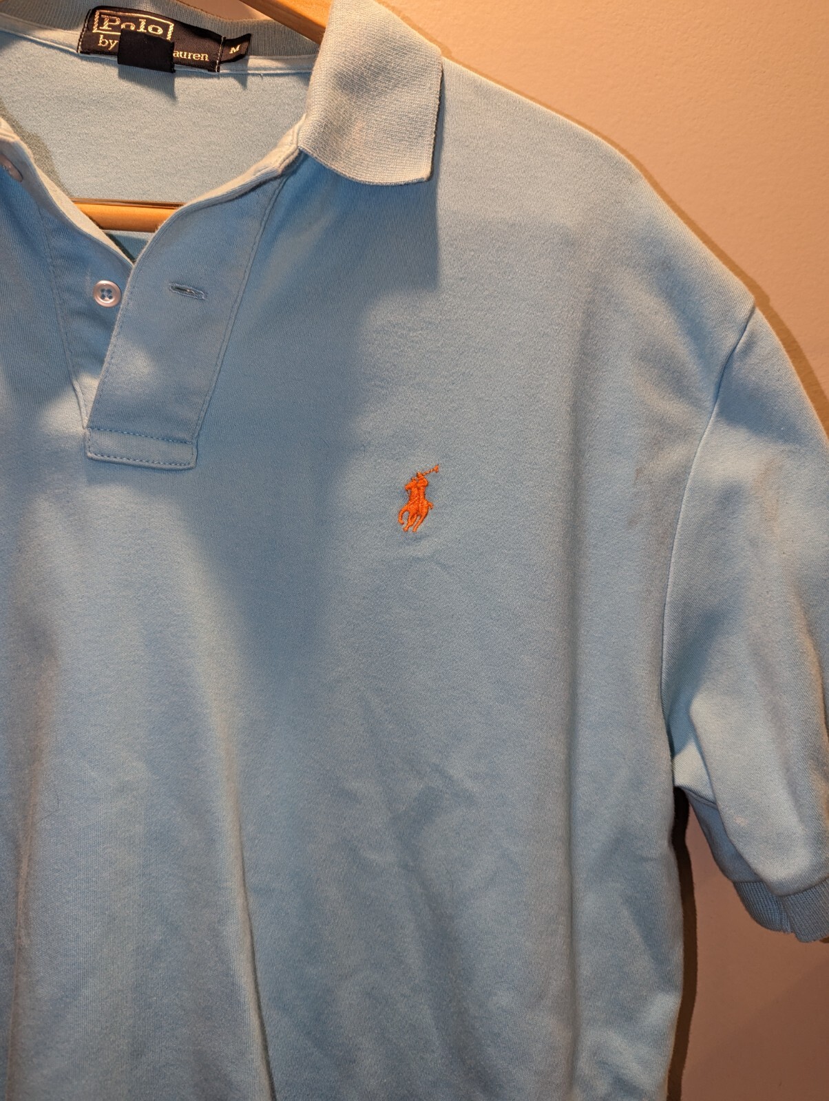 Polo uomo Ralph Lauren taglia M camicia blu chiaro piccola rosa pony preppy usata in ottime condizioni