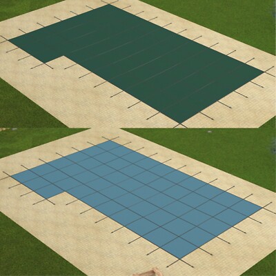 HPI AquaMaster Swimming Pool Solid Safety Cover w/ 4' x 8' Right Step & Drain