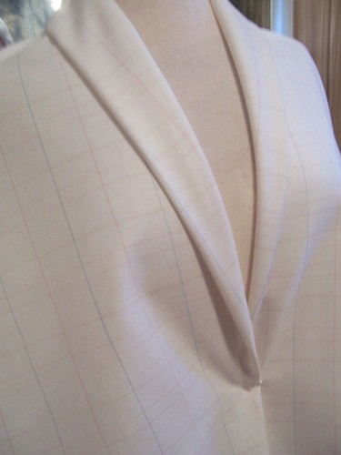 5.5yd 58"wide OFF WHITE MULTI WINDOWPANE WOOL BLEND SUIT FABRIC SPOT AT 3.5yd - Picture 9 of 10