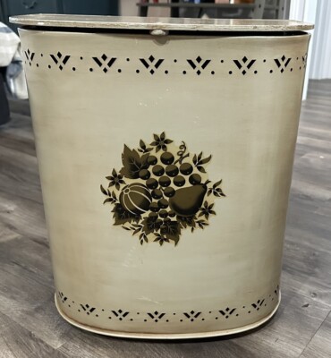 Vintage Detecto Large Tole Painted Metal HAMPER Storage Bin