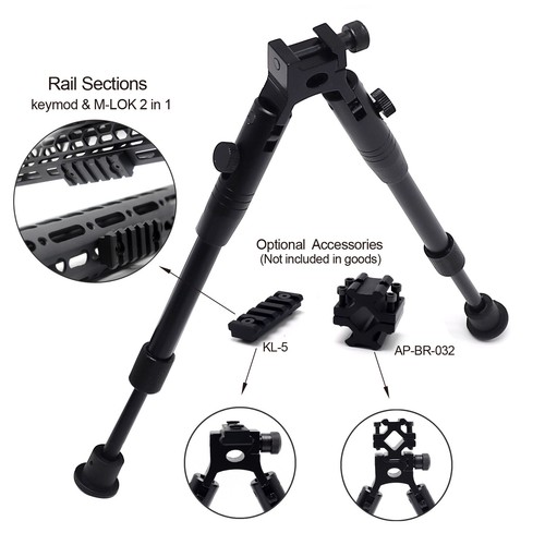Adaptador de montaje Picatinny de 20 mm con retorno de resorte ajustable bípode táctico de 8-10 pulgadas - Imagen 2 de 11