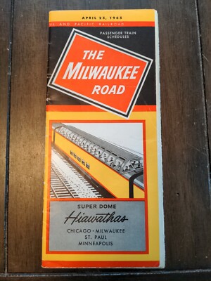 The Milwaukee Road 25.04.65 Super Dome Hiawathas Zugfahrplan & Karte