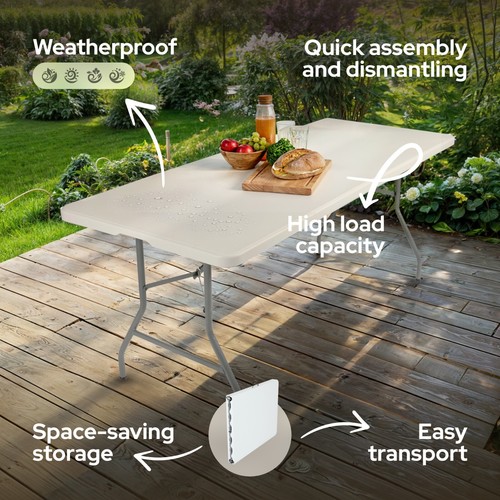 AREBOS Mesa Plegable Mesa de Buffet Mesa de Jardín Mesa de Comedor Mesa 182 cm - Imagen 3 de 12