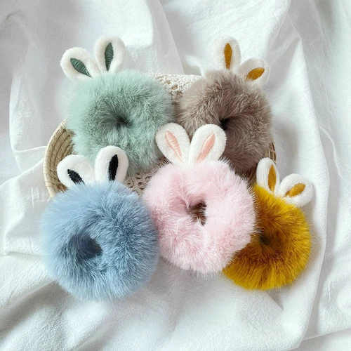 2X Plüsch Haargummi Hase Kaninchen Rabbit Mädchen Haarschmuck 15 Farben - Bild 3 von 21