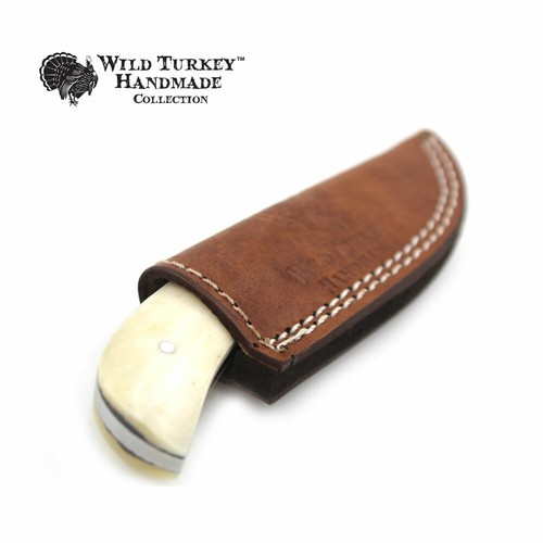 Cuchillo de caza de hoja fija Wild Turkey colección hecho a mano de 6,25" con funda de cuero - Imagen 6 de 6