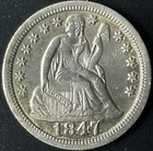 1847 10¢ Seated Liberty Dime - Raw AU - See Pictures