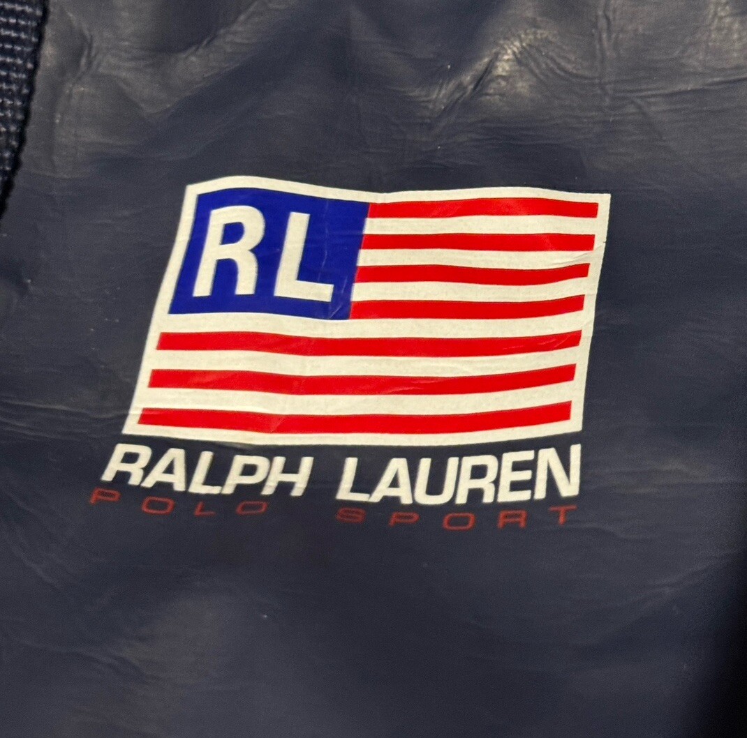 Vintage Ralph Lauren Polo Sport Navy Nylon USA Flag Bucket