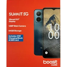 Summit 5G, 64GB, Blue - Boost Mobile Prepaid Smartphone - Brand New