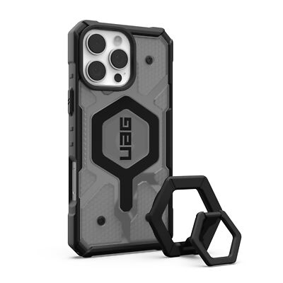 UAG iPhone 16 Pro Max Case Bundle Pathfinder Clear Ash + Magnetic Ring Stand