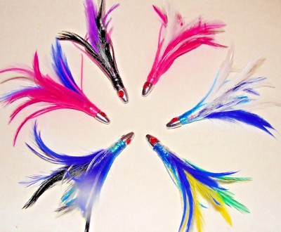 3 Skirted Trolling Feathers 5'' Offshore Deadly for Tuna Mahi Dolphin Dorado Lure