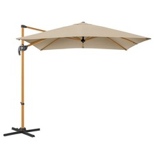 Christow 2.5m Cantilever Parasol Wood Effect Crank & Tilt Garden Patio Umbrella