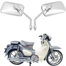 For Honda Super Cub C125 Pair Chrome Rectangle Motorcycle Rearview Mirrors 10mm For Honda Super Cub C125 Pair Chrome Rectangle Motorcycle Rearview Mirrors 10mm