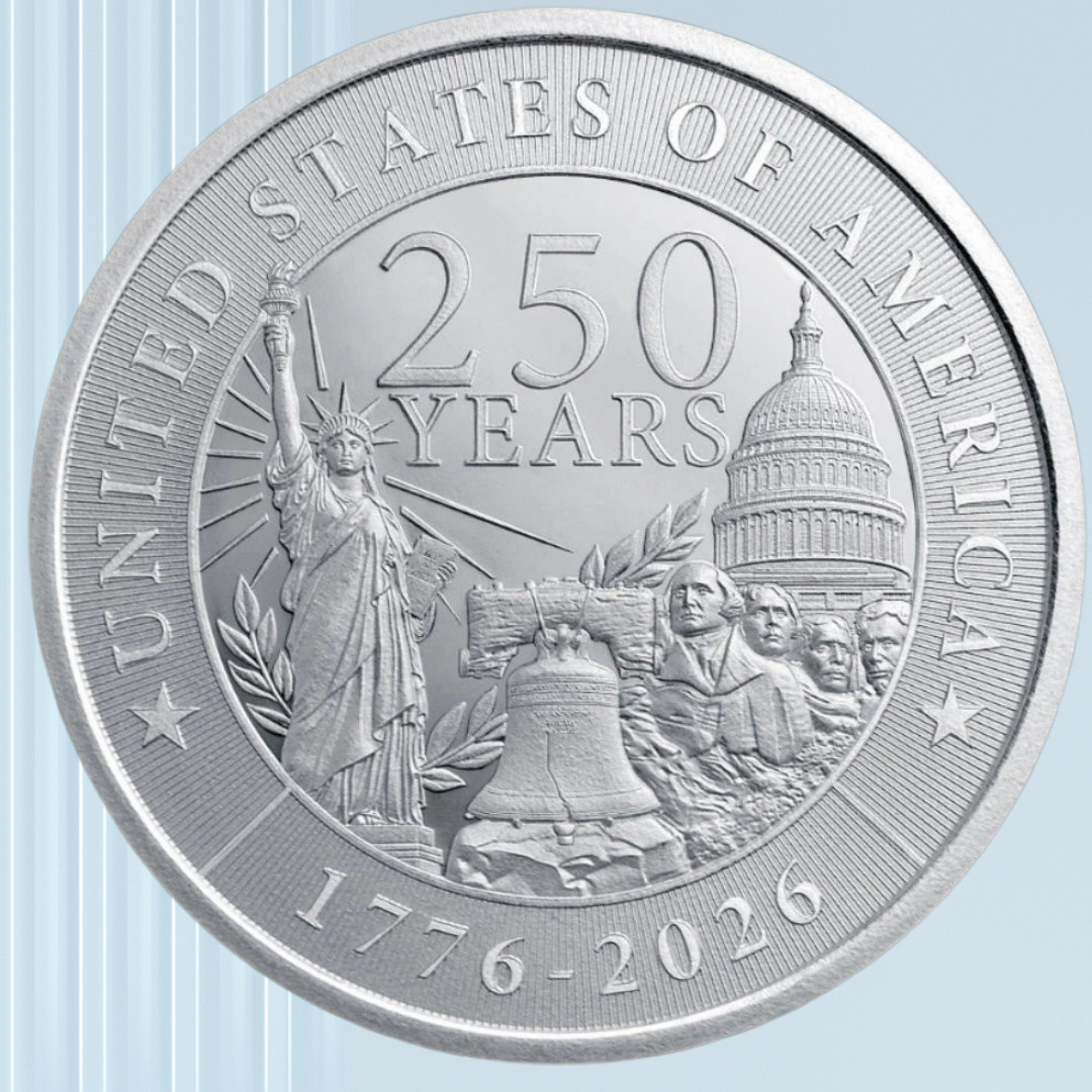 1 oz 999 Fine Silver USA 250th Anniversary Silver Round GSM Eagle Flag