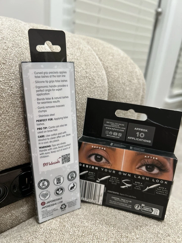 JAPONESQUE False Lash Dual Ended Applicator EYLURE Luxe 3D Individual Lashes Set — 第 3/4 张图片