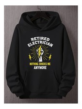 Men's Electrician-Themed Hooded Sweatshirt with Distressed Electrician Text  Li