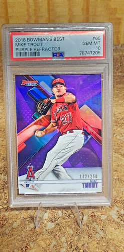 Topps 2018 Bowman's Best Mike Trout #65 Purple Refractor /250 PSA 10