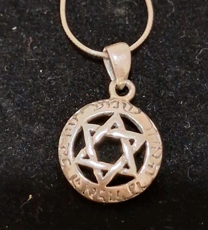 Vintage 925 Sterling Silver Star Of David Jewish Prayer Necklace