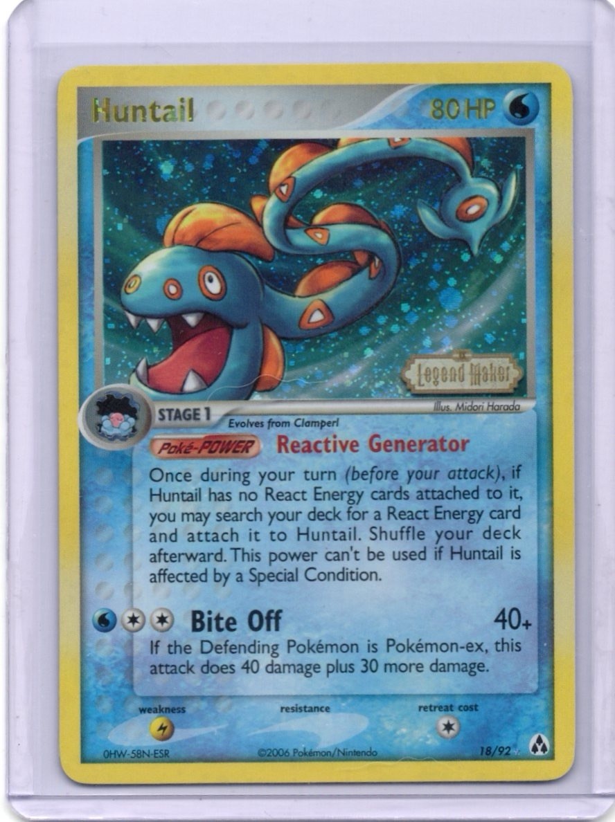 Pokemon Card - Huntail Reverse Stamp - 18/92 - EX Legend Maker - 2006