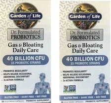 2x Garden Of Life Probiotics Gas Bloating Daily Care 40 Billion Exp 7/26+