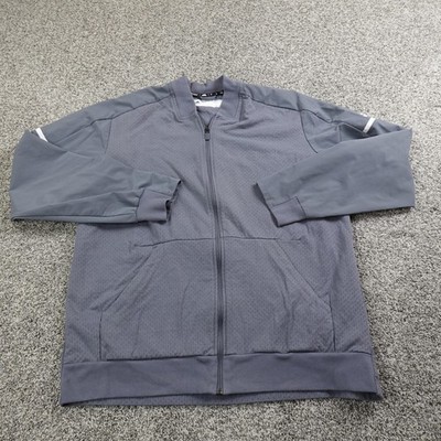 Adidas Jacket Mens XL Gray Climalite Full Zip Track Bomber Athletic Performance