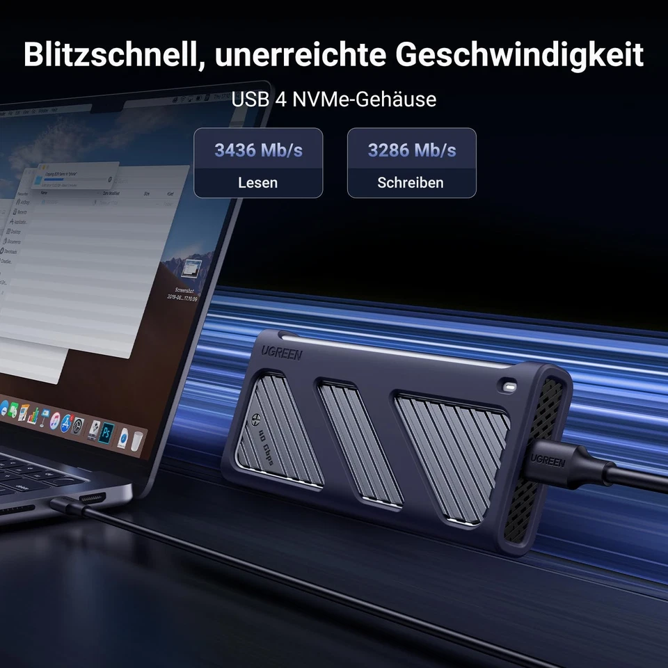 40 Gbps M2 SSD Gehäuse, USB 4 NVMe SSD Gehäuse für Thunderbolt 4/3, NVME Gehä... - Bild 2 von 4