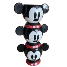 3 Disney Stores Mickey Mouse Cup Bowl Plastic Ears Are Handles Toddler Child