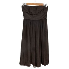 J Crew Brown Silk Crepe Chiffon Strapless Emily Dress 4 S Small