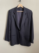 Vintage Burberrys 6 Wool Double Breasted Blazer Navy Gold Buttons Pockets