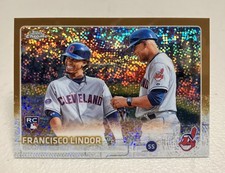 220/250 Francisco Lindor Topps Chrome Gold Sparkle Rookie Card RC 2015. rookie card picture
