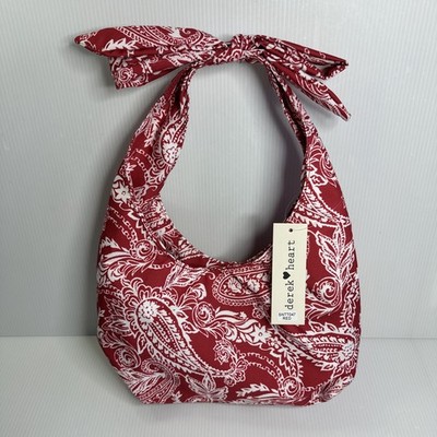 Derek Heart Paisley Bandana Slouchy Tote Bag Red Fabric Americana