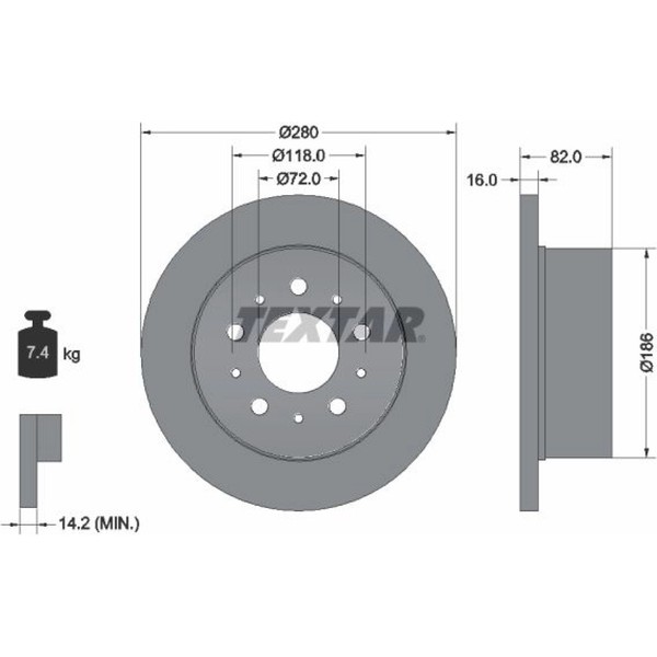 2X Textar 92157403 Bremsscheibe FüR Fiat Peugeot Citroen Opel Ducato Boxer 250-image