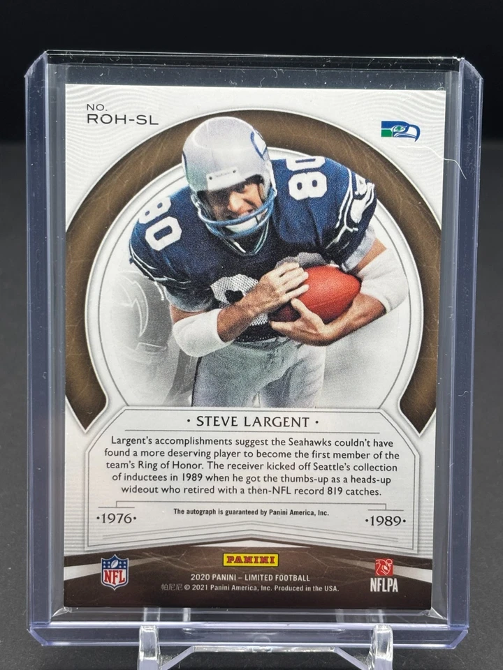 2020 Panini Limited Steve Largent RING OF HONOR Auto Autograph HOLO FOTL /23 HOF - Image 2 of 2