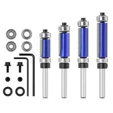 11Pcs 1/4inch Shank Bearing Straight Router Bit Trimming Cutter Trimming Machine