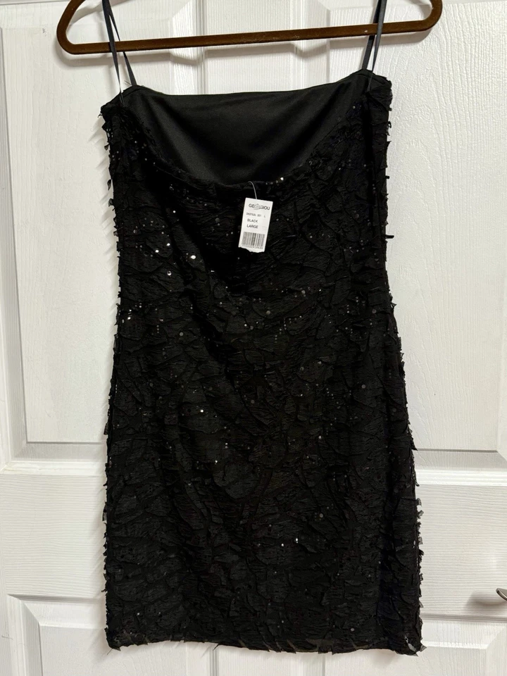 Mini Vestido Grande Georgeou Cocktail Negro Sin Tirantes Foto 2 de 3