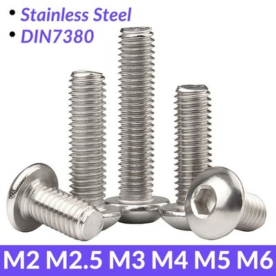 BUTTON HEAD SCREWS ALLEN SOCKET BOLTS M2/2.5/3/4/5/6 A2 STAINLESS STEEL DIN 7380