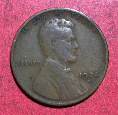 1924D US LINCOLN CENT! "DENVER" Mint! Lower Mintage! VG! Semi Key Date!
