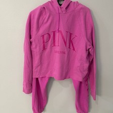 Victoria's Secret PINK Everyday Fleece Cropped Hoodie and Jogger Sweatset