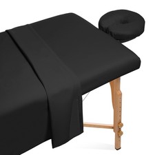 3pc Microfiber Massage Table Sheet Set - Salon Spa Covers - Black