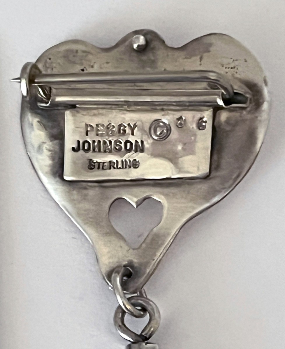 Artisan PEGGY JOHNSON vintage handmade sterling "You Whisk My Heart Away" Pin  View 3