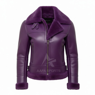 Classic Aviator Bomber Jacket Shearling Lined Genuine Sheepskin Leather Coat