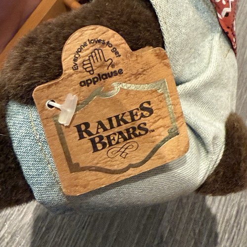 Vintage Robert Raikes Holzgesicht Bär Set Floyd & Frannie Farmer Applause Plüsch - Bild 10 von 14