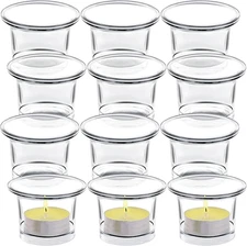 Tealight Candle Holder Set of 12,Glass Votive Candle Holders,Clear Tea Light Hol