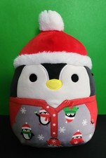 Squishmallow 8" Luna the Penguin in Pajamas Santa Hat Plush