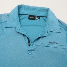 Marmot Men's M/M Medium Blue Performance Polo Shirt Activewear Outdoor Hiking