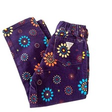 VTG Y2K 90s Baby Guess Girls Floral Corduroy Pants Sz 4 Multicolor USA Made Boho