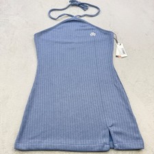 HONOR THE GIFT Dress Womens Blue 70s Halter XXL Ribbed Side Party Streetwear