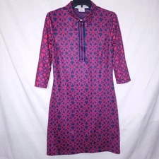 Gretchen Scott Dress Small Navy Coral Everywhere Ring Toss