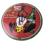 Vintage Mountain Dew Sign - Porcelain Gas Service Station Pump Soda Bottle Sign